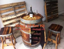 Thùng rượu gỗ sồi trang trí cánh mở 4 ngăn