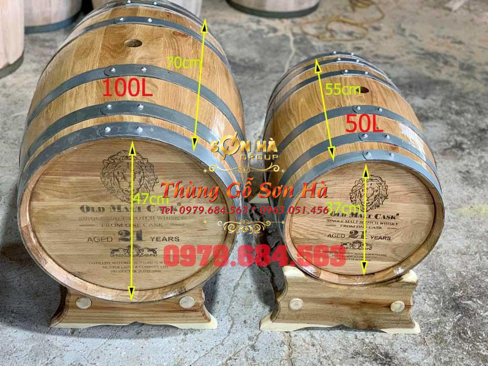 Cấu tạo và kích thước thùng gỗ sồi ngâm rượu 100 lit